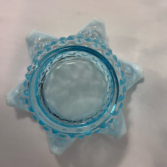 Fenton Hobnail Blue Crimped Small Bowl - Picture 3 of 7